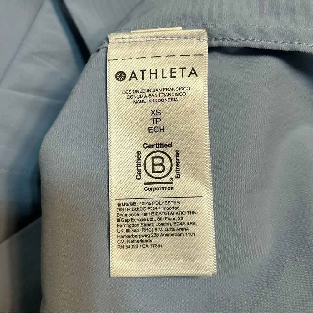 Athleta Midday Oversized Poplin Shirt Blue XS Office Stretch Utility Capsule